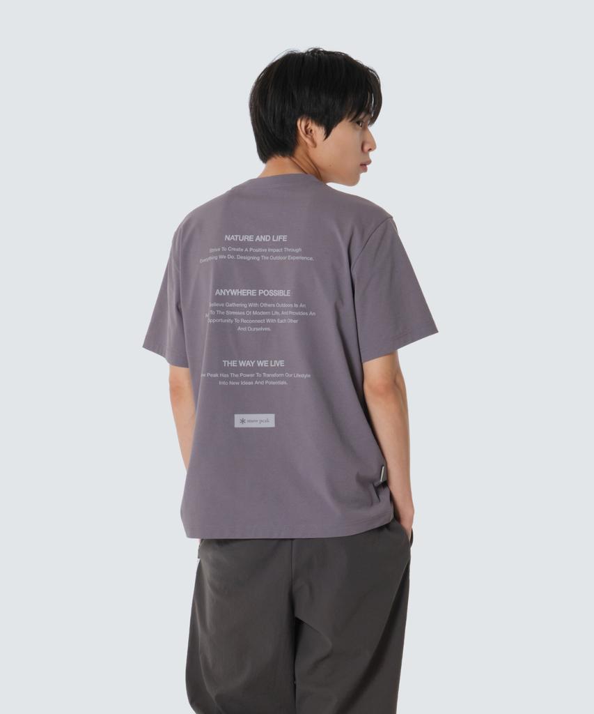 SNOWPEAK APPAREL Quick-Dry Lettering Short Sleeve T-Shirt (S26Mmtts18) Gray Blue