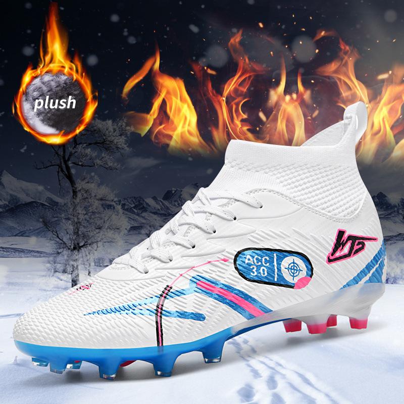 Winter velvet and cotton football shoes long nails broken nails children and adolescents men's shoes competition training shoes women's sports shoes