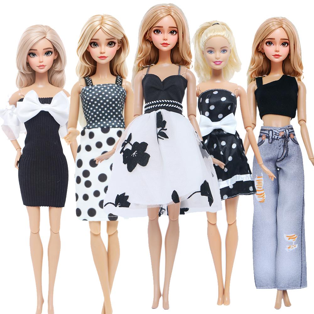 5PCS White Yellow Doll Clothes for 11.5 Inch Girl Doll 30cm Doll Dress Outfit Wedding Gown Kids Toy Accessories