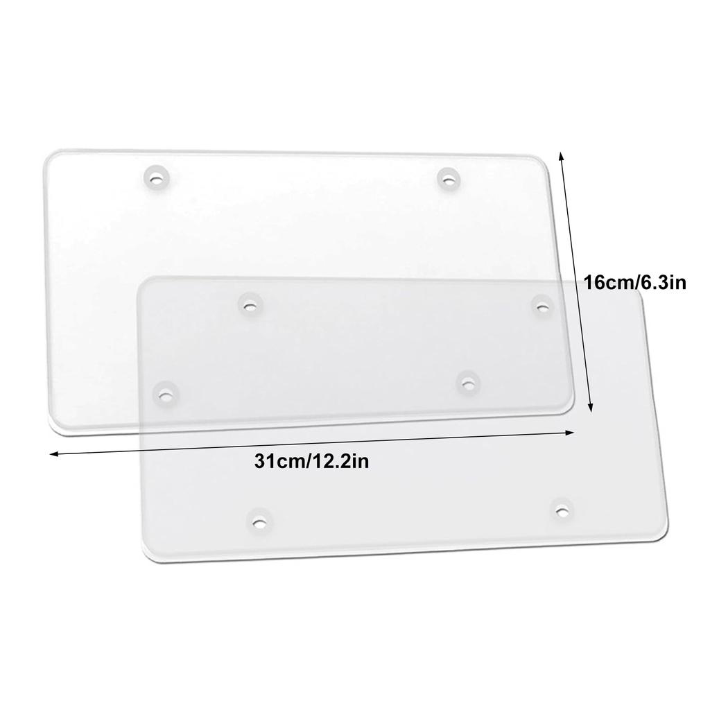 Flat Clear License Plate Covers, 2 Pack Clear Unbreakable License Plate Shields with Tire Valve
