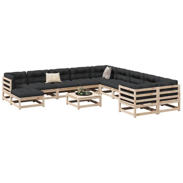 VidaXL Garden Lounge Set 12 Pcs Solid Pine Wood, Outdoor Sofa Set, Garden Sofa Set, Sofa 3299651