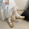 Fashion temperament round head versatile flat bottom shallow mouth single shoes women's 2025 new spring and autumn soft sole Velcro Mary Jane shoes
