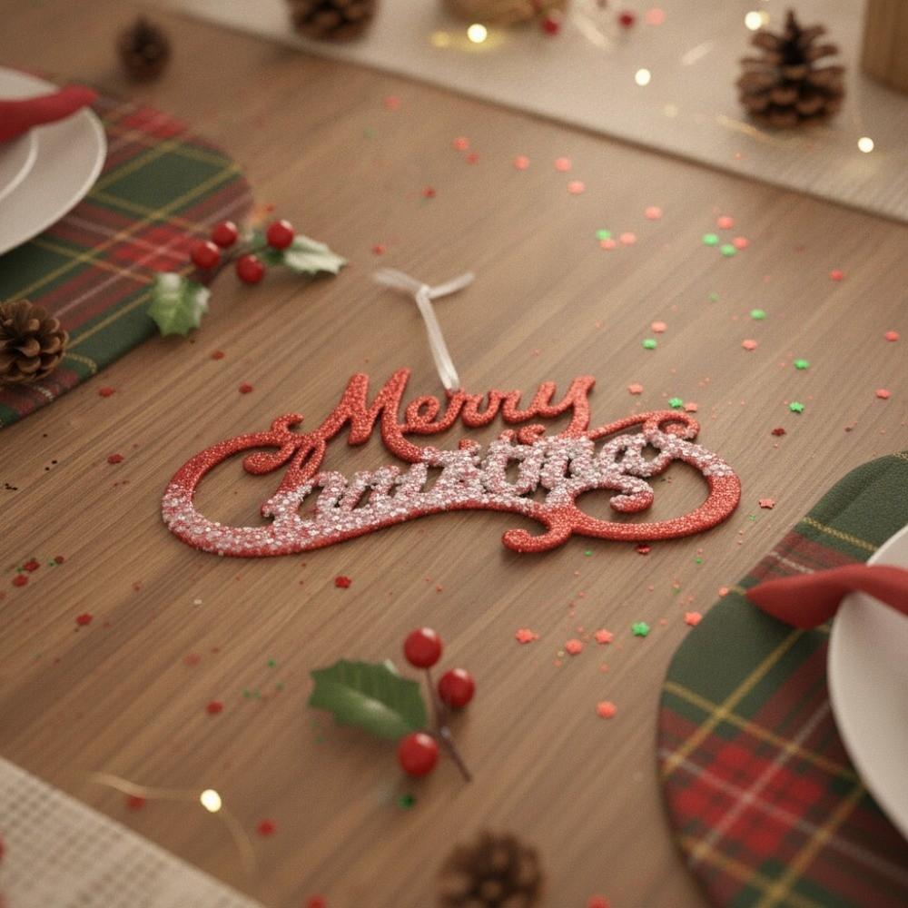 Glitter Christmas Merry Letter Sign Dazzling Xmas Tree Hanging Ornament Wreath