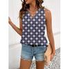 Womens Vintage Floral Print Sleeveless V-Neck Top Comfortable Casual Blouse Soft Cotton-Like Fabric 2025
