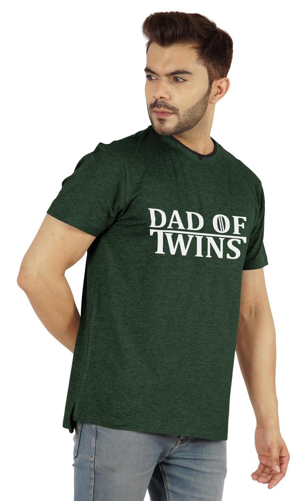 Inkmeso "Dad of Twins" Graphic Tshirt Cotton Jersey Half Sleeve Shirt for