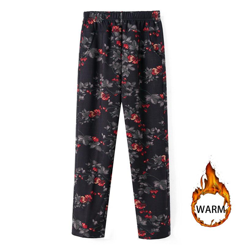 

Брюки для женщин среднего возраста с принтом, эластичные повседневные брюки, прямые брюки, большие размеры, мягкая бабушка 9XL