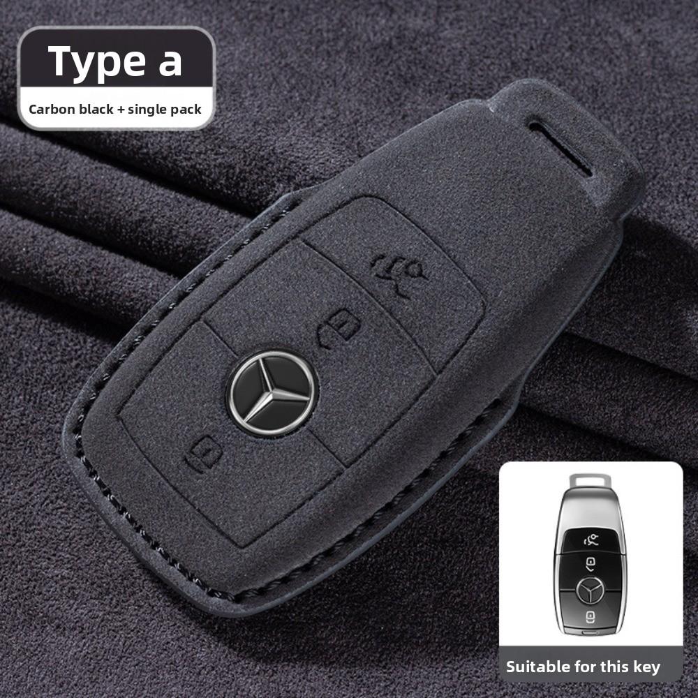 For Mercedes E300L Key Cover GLC260 Leather Case for Men E260L Car Accessories Suede Flip