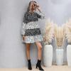 Women's Fashion Summer Polka Dot Print Long Sleeve O-Neck Casual Dresses