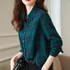 Women's Shirt New Spring Autumn Long Sleeve Single-breasted Polo-neck Casual Printing Plaid Office Lady Elegant Fashion Cardigan