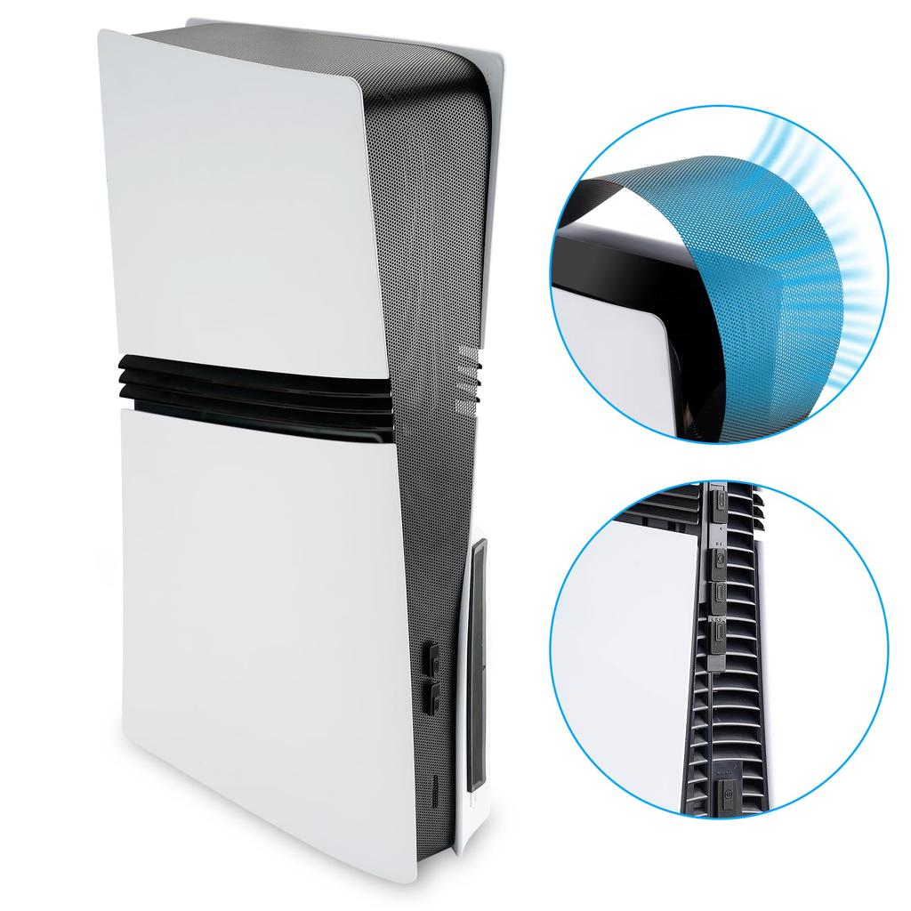 PlayVital PS5 Pro Dust Filter Silicone Plug Dustproof Accessory Port Easy Black & Set, (Includes Cover), Installation,