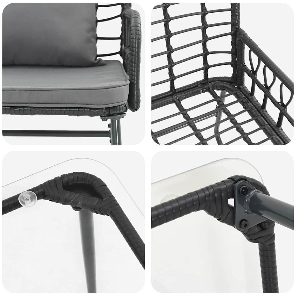 Garden Furniture Set 4 Pcs Black and Anthracite Poly Rattan