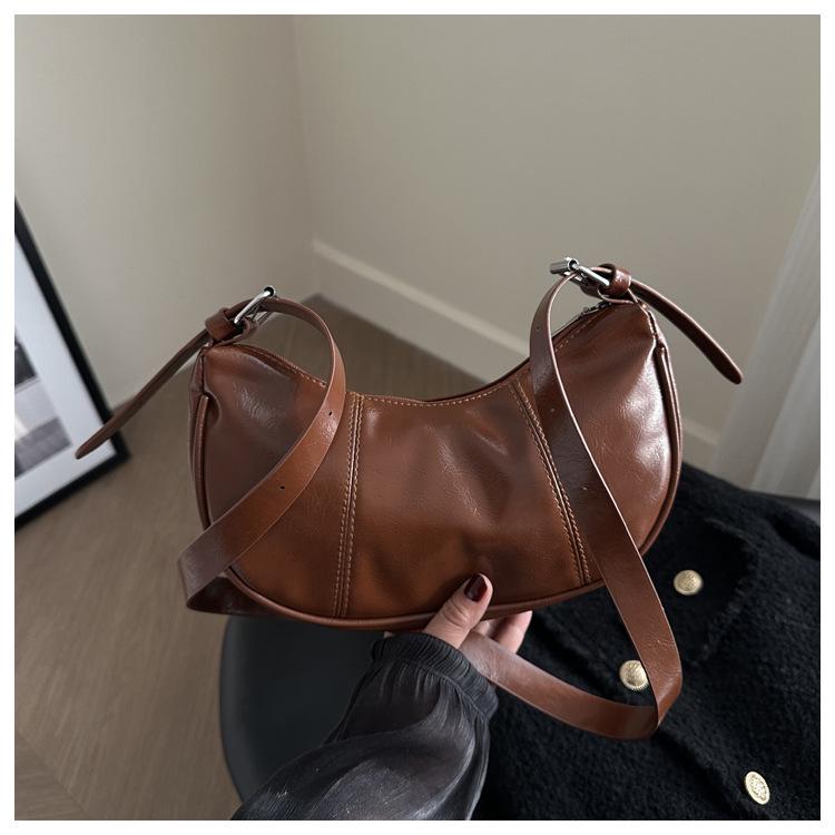 

Ретро сумка-полумесяц под руку - Осень 2024 Повседневный нишевый дизайн темно-коричневого