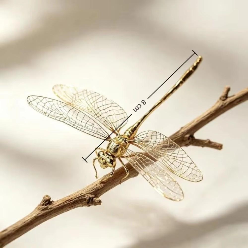 Alloy Brass Dragonfly Figurine Simulation Insect Dragonfly Desktop Decor Tea Pet