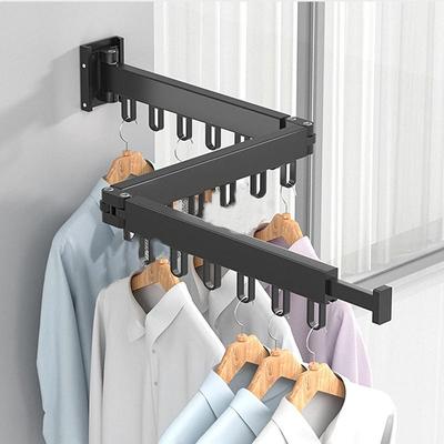 Retractable Cloth Drying Rack Folding Clothes Hanger Wall Mount Indoor & Outdoor Space Saving Aluminum Home Laundry Clothesline