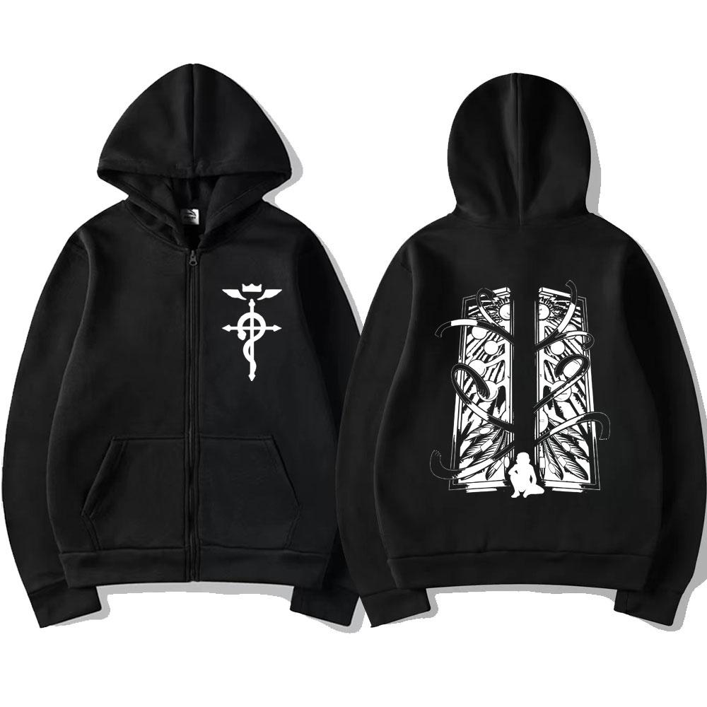 Fashionable Creative Fun Anime Print Sweatwear Thick Warm Autumn Winter Loose Oversized Casual Versatile Long Sleeves Zipper Coat Hoodies
