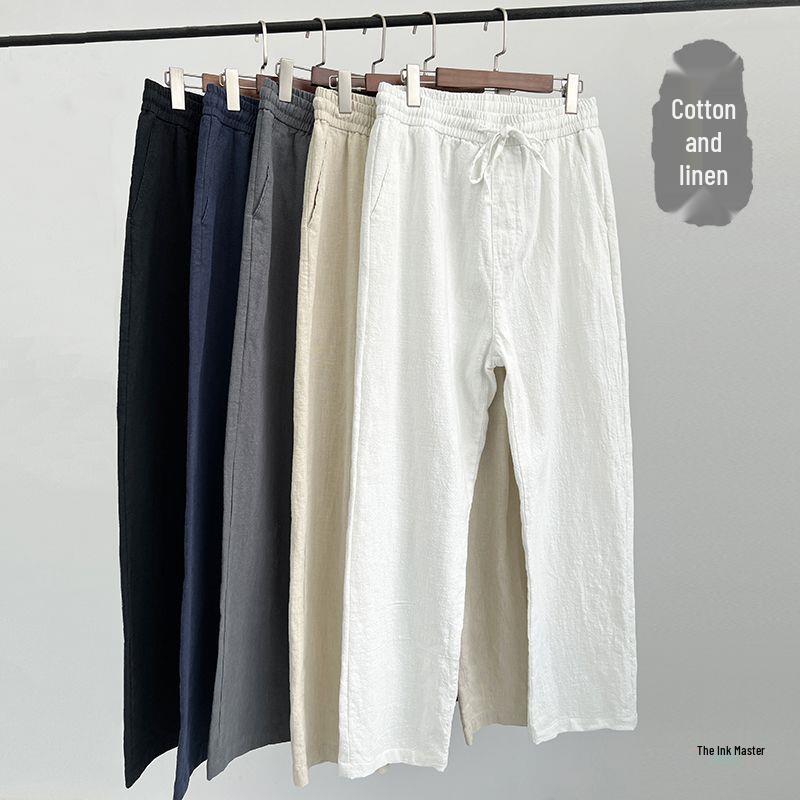 Men's Summer Thin Cotton & Linen Chinese Style Casual White Pants