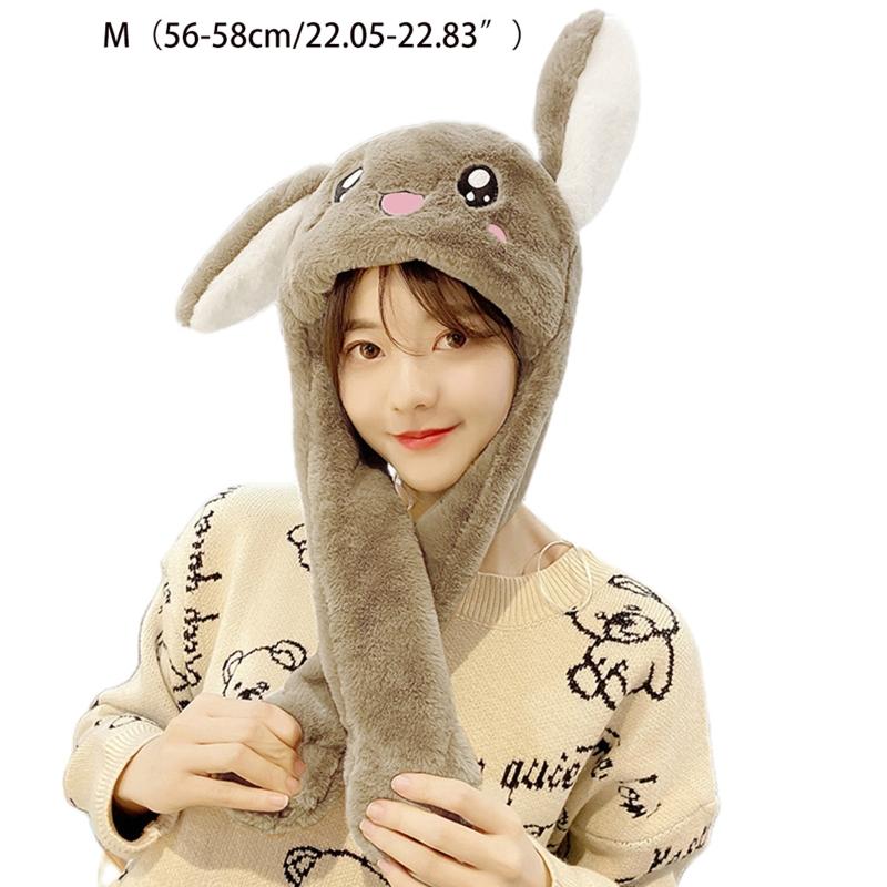 Rabbit Hat Ear Moving Jumping Hat Cute Bunny Plush Hat Cap for Women Girls Cosplay Christmas Party Holiday Hat Props