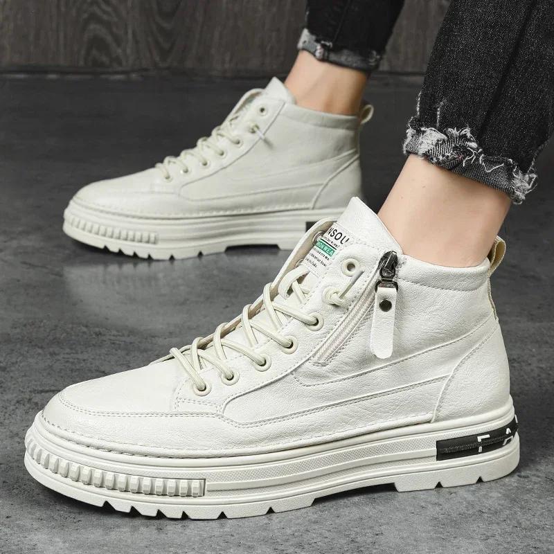 

Мужская модная повседневная обувь с высоким верхом, мужская спортивная обувь, ботильоны, плоская подошва, корейская рабочая обувь, студенческая новая классика, весна 39(24.5CM)