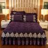 European Warm Thicken Plush Quilted Bed Skirt Soft Velvet Padding Cotton Bedspread Queen Size Bed Cover
