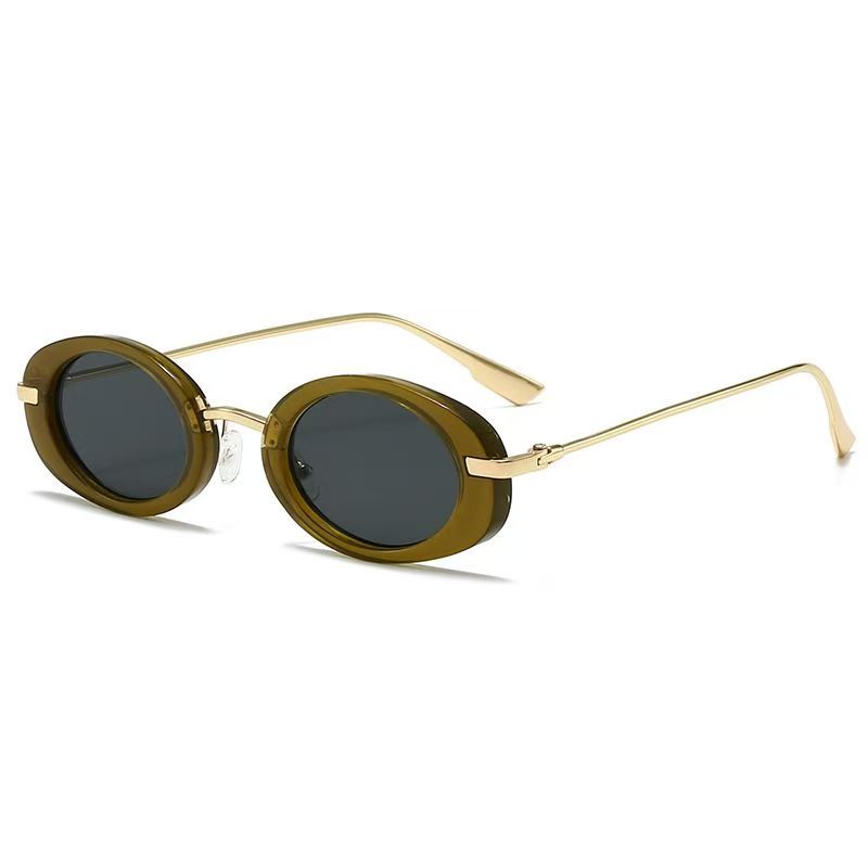 New Fashion Men Metal Small Frame Oval Sunglasses Vintage Women UV400 Sunscreen Eyeglasses High Definition Gafas De Sol