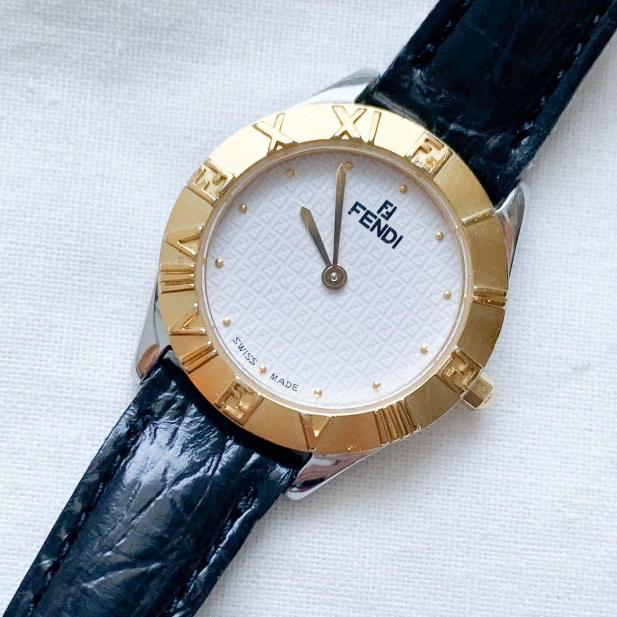 Used [Working Item] Fendi 2000L Ladies Watch FENDI Watch Quartz White Dial SS Round Face