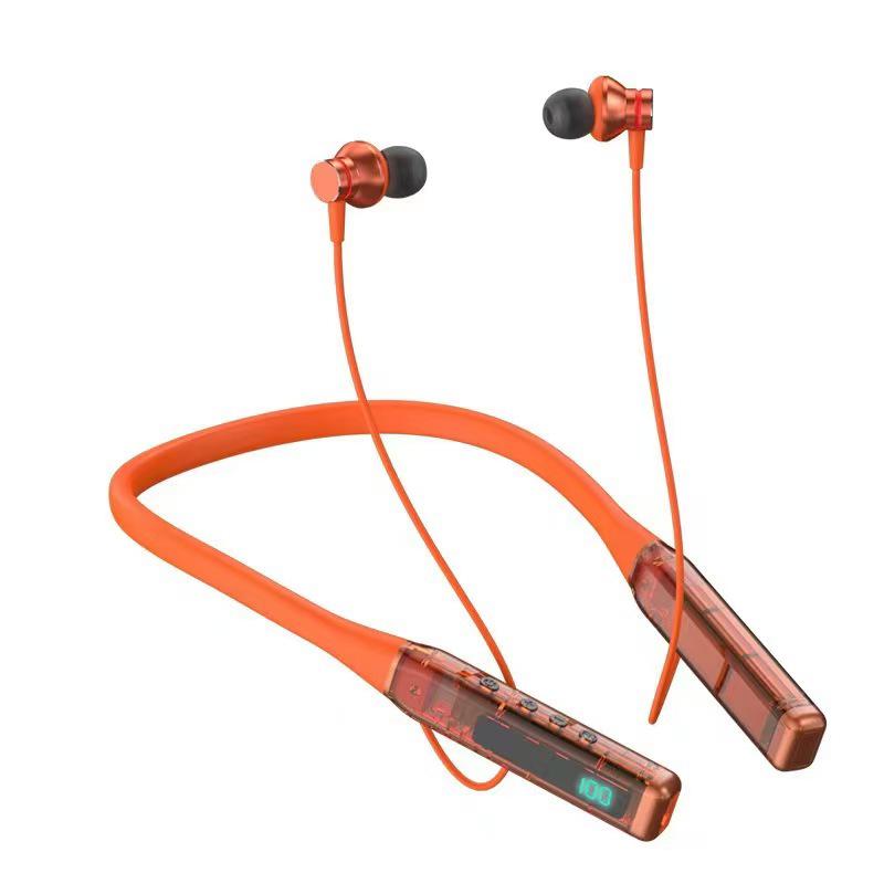 Bluetooth Sports Neckband Headset: Card Insert, Wireless, Heavy Bass, HD Calls, Data Display.