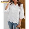 Women's Fashion Casual Solid Color Print Long Sleeve V Neck Blouses & Shirts