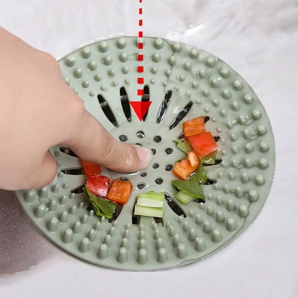 New Arrival Shower Drain Hair Collector And Kitchen Sink Strainer - Reusable Silicone Mesh Strainer With Suction Cup/Non-Design