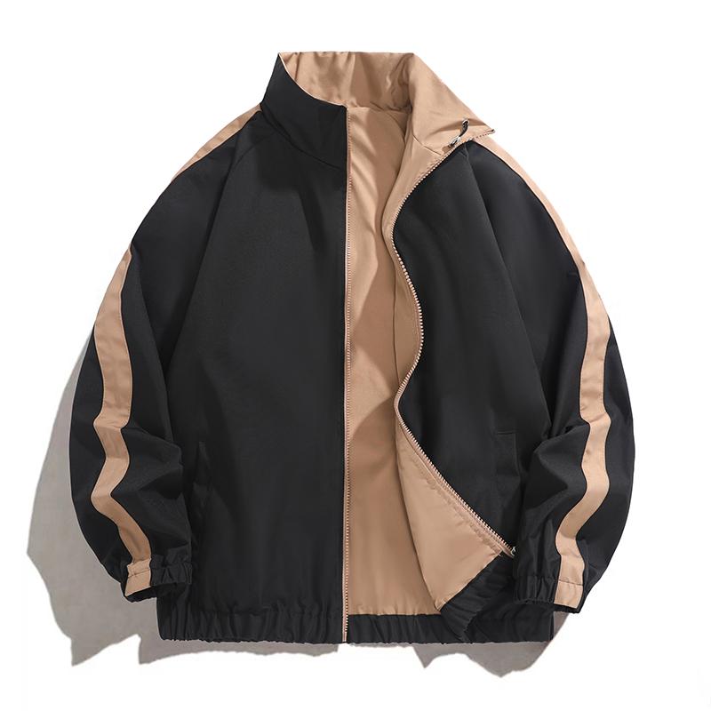 

Двостороння куртка Весняна куртка для пари Y2k Двостороння куртка з довгим рукавом Жіночий реверсивний вітрозахисник Чоловічий одяг Водовідштовхувальний S чорний