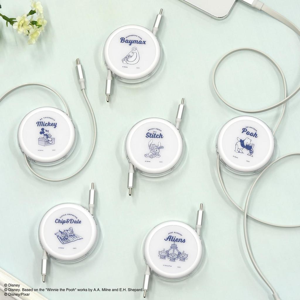 Gourmandies Disney Character PD60W Compatible USB 2.0 Reel Type-C Cable for Baymax (DNG-197BX)