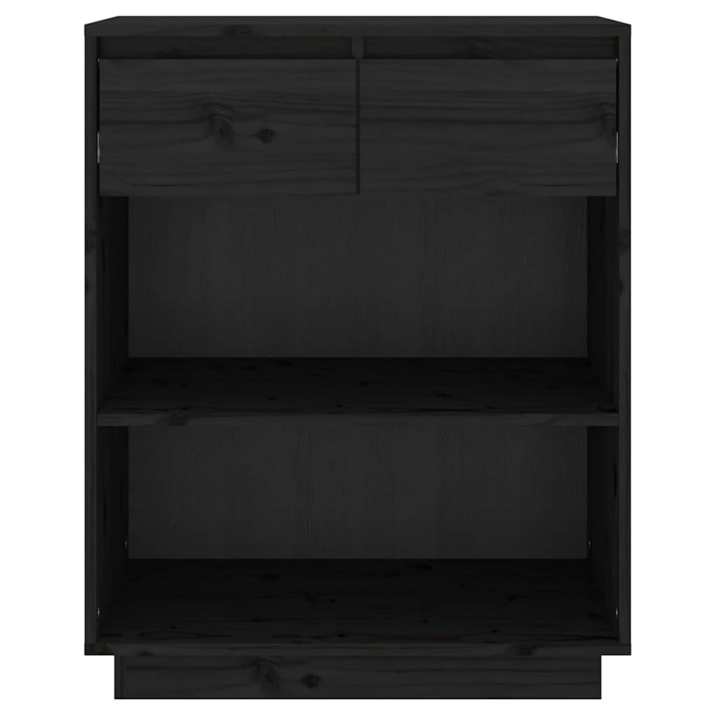 Vidaxl Szafka, Czarna, 60X34X75 Cm, Lite Drewno Sosnowe