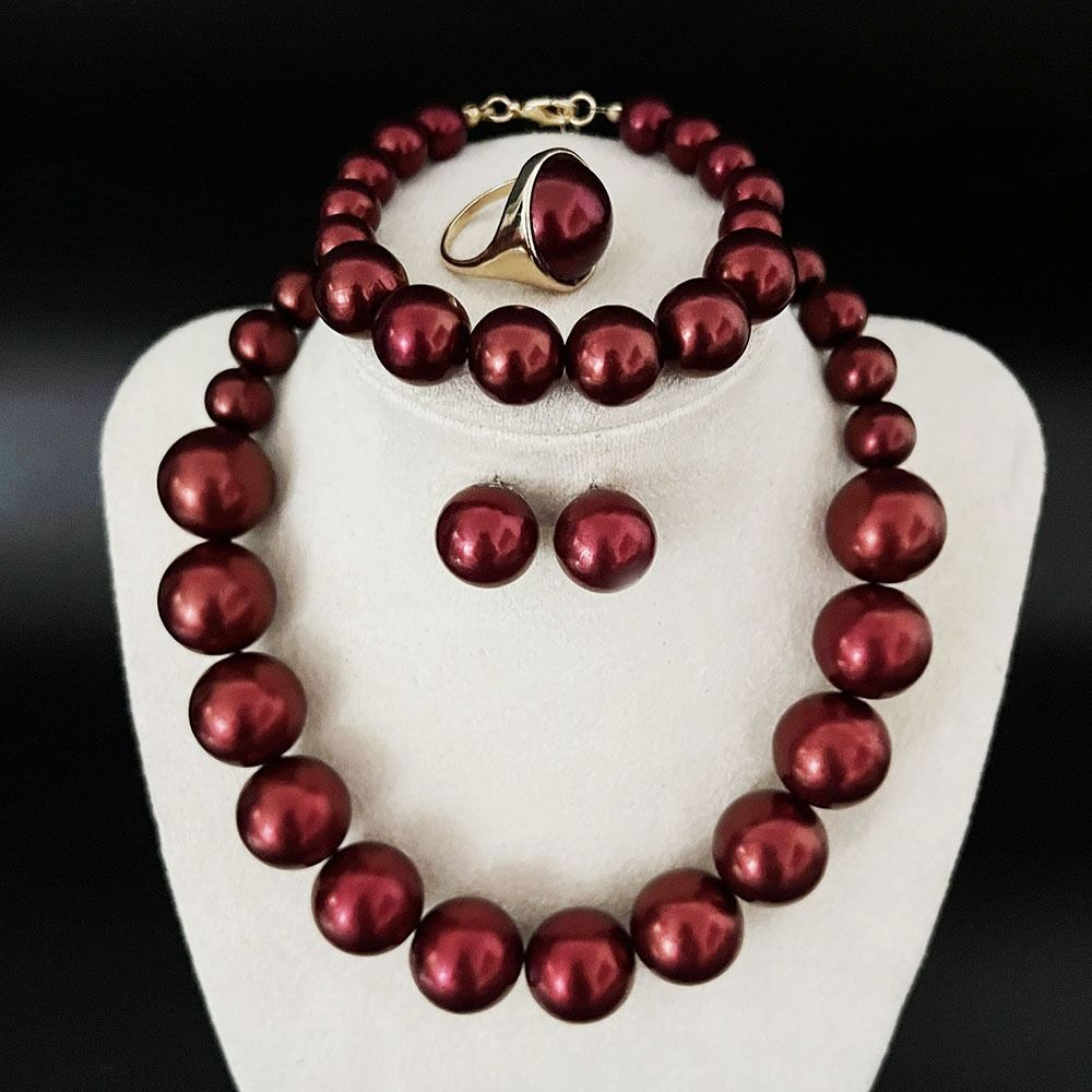 Vintage Style Imitation Pearl Jewelry Set Retro Elegant French Pearl Necklace Valentine‘s Day