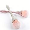 1pc Flat Arched Foundation Brush Whole Body Is Encrusted with Rhinestones Synthetic Hair Professional Powder Brush Makeup Tool