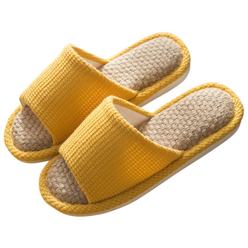 Summer Cotton Linen Open-Toe Couple Slippers for Men and Women