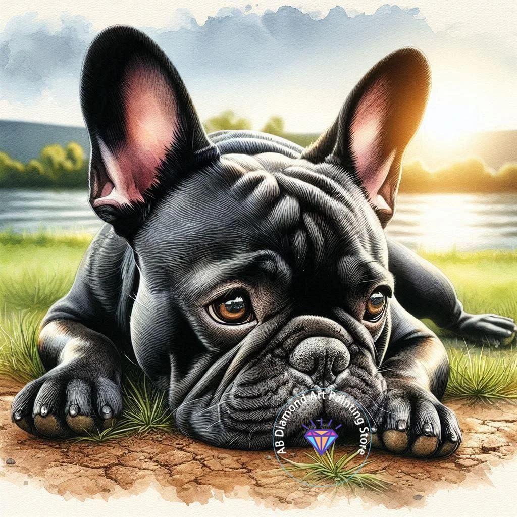 Cute French Bulldog Animal Diamond Painting Kit 5D DIY Dog Diamond Embroidery Cross Embroidery Handmade Art Gift Home Decoration