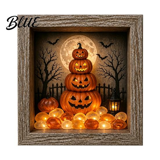 Unique Halloween Gifts Lighted Frame Ornaments Light Up Shadow Box Warm Ornaments Atmosphere LED Lights for Home Living Room Bedroom Decor