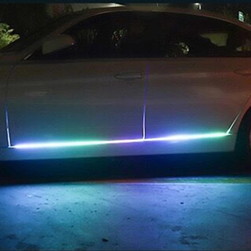 2pcs Car door rainbow flowing light running horse light LED flowing side skirt chassis modification light with ambient light
