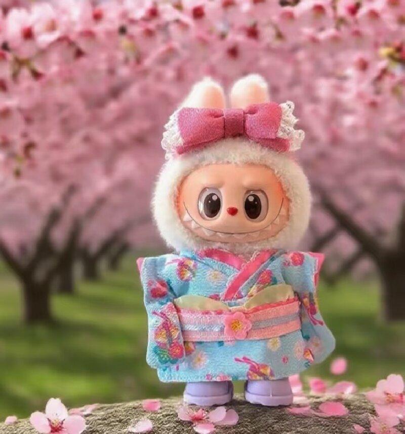 For Labubu 3.0 Big Into Energy Series Clothes Labubu Sakura Kimono Girl Pink Outfit