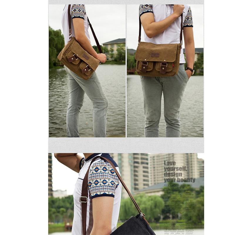 Neue Mode Dicke Wachsleinwand Herren Schultertasche Messenger Bag Herren Umhängetasche Vintage Männlich Freizeit Sling Bag Lässig Junge
