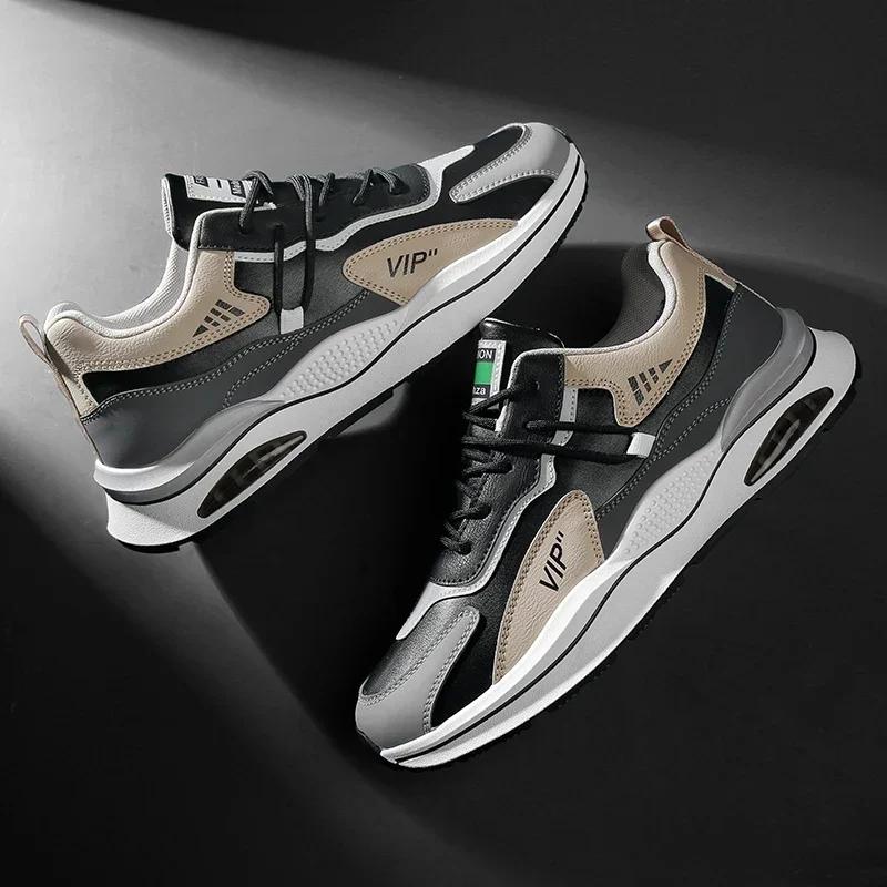 Hot Sale Leather Lace-up Outdoor Sports Running Fashion Casual Men's Shoe Walking Comfortable Shoes 2024 Fall New