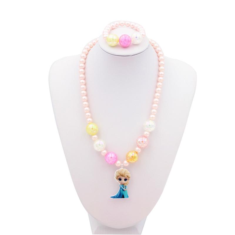 Korean Girls' Hair Accessory Set: Cute Pearl Necklace & Bracelet - Perfect for Holidays & Back-to-School Gifts.