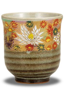 Waza No Kura Stylish Kutani Ware Teacup with Gold Floral Design - Ceramic, Brand Name, Japanese Tableware, Made In Japan, Perfect As a Birthday Presen