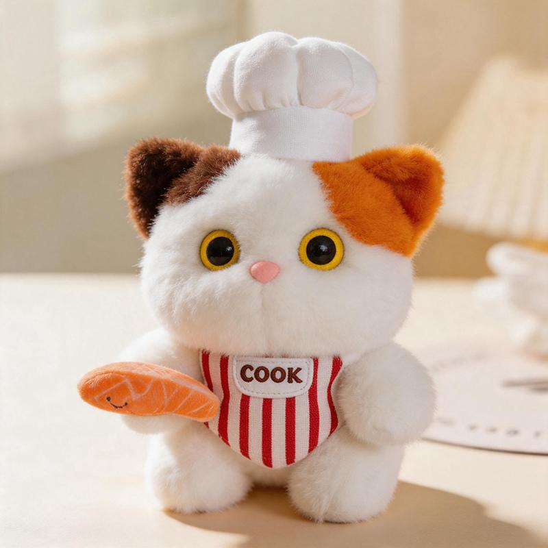 Chef Series Cute Animal Plush Toys Soft Fluffy Cat Chick Penguin Panda Cook Elephant Stuffed Animals Adorable Kitchen Home Decor