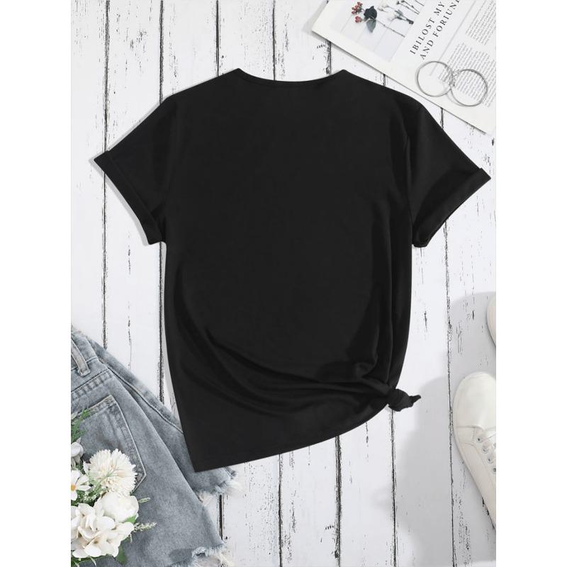 European Size Women'S Casual Crew Neck T-Shirt with "Life Is Better with My Boys" Quote - Polyester Knit Fabric, Medium Stretch