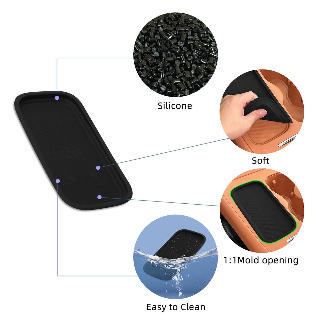 Für Leapmotor C10 C16 2025 2025 Schmutzabweisendes Pad Silikon Kabellose Lade Matte Rutschfestes Schutzpad Autozubehör Schwarz