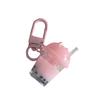 Bubble Tea Keychain Pendant Resin Cup Bag Charm with Split Keyring and Spring Clasp for Keys, Small Bags, and Zipper Pull