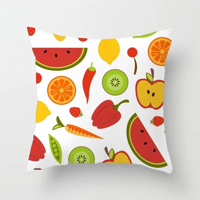 Fresh Summer Fruit Pineapple Watermelon Print Pillow Cover Office Chair Cushion Cover Fashionable Luxury Home Decoration