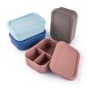 Silicone Bento Lunch Box Portable Reusable 3 Compartment Microwaveable Bento Box for Adult Kids