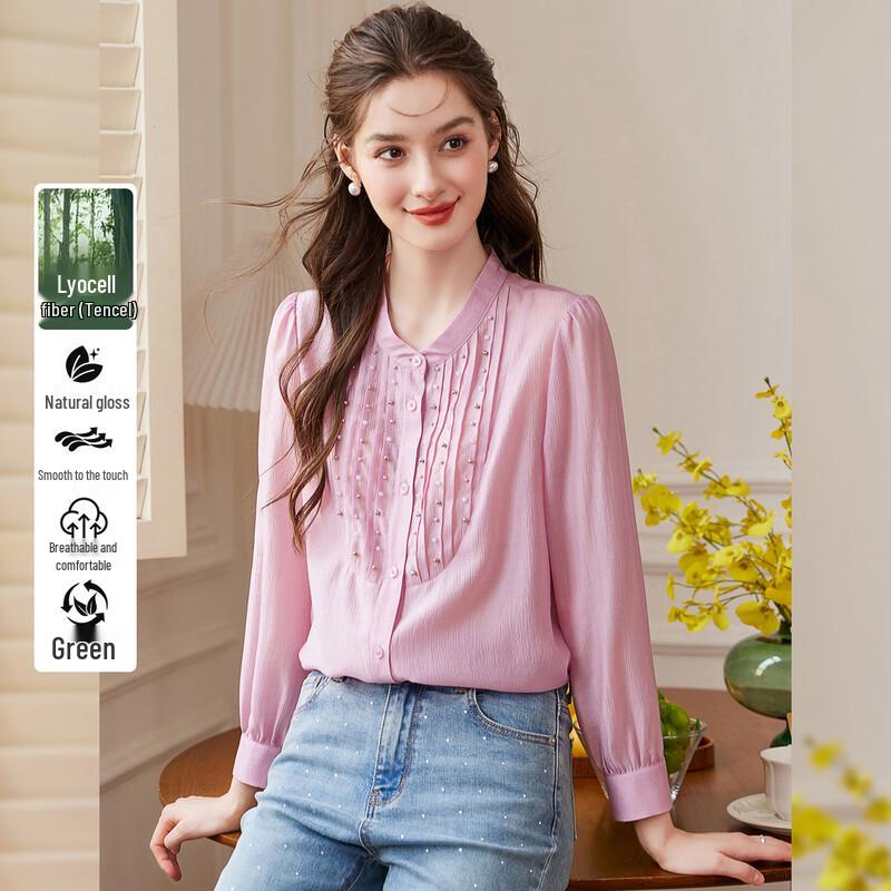 

Женская блузка из смесовой ткани Tencel с бусинами XL