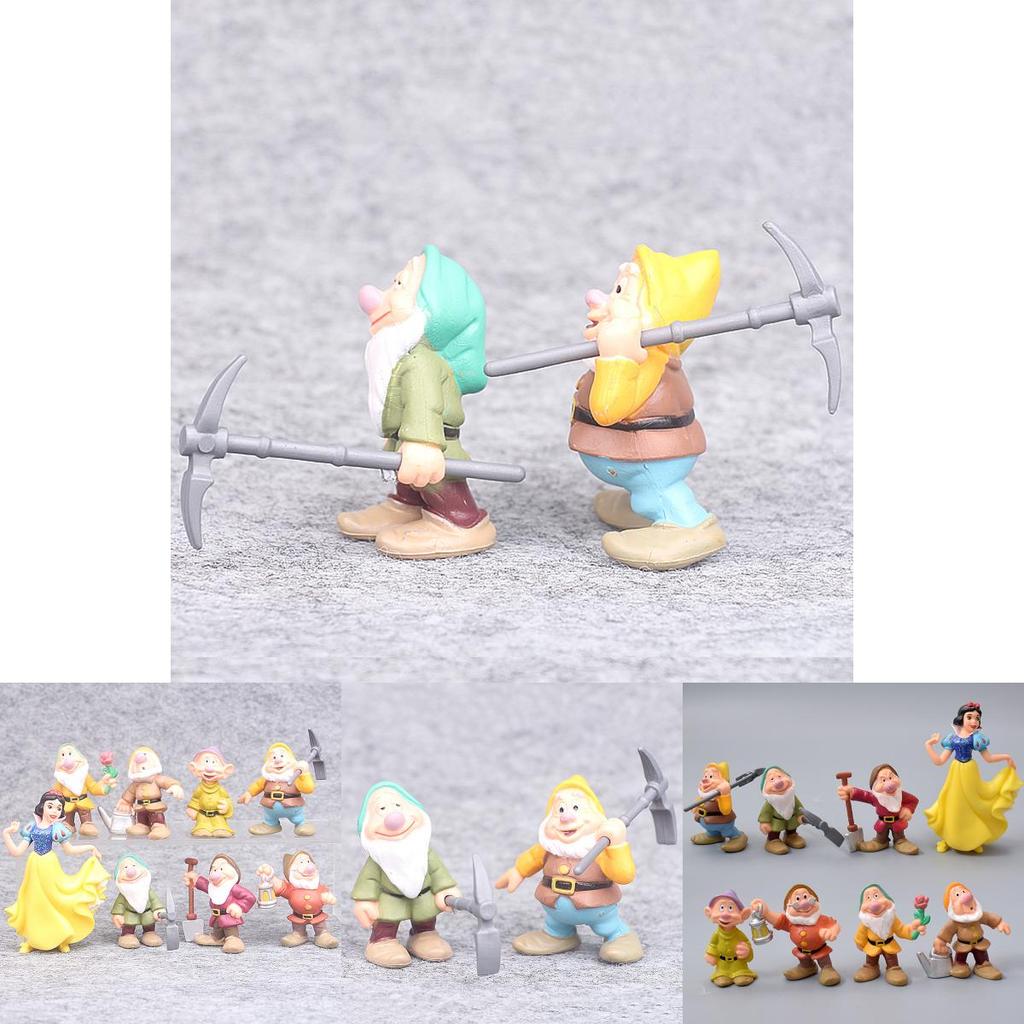 Delightful Set Of 8 Princess Snow White And Seven Dwarfs Action Figures For Kids